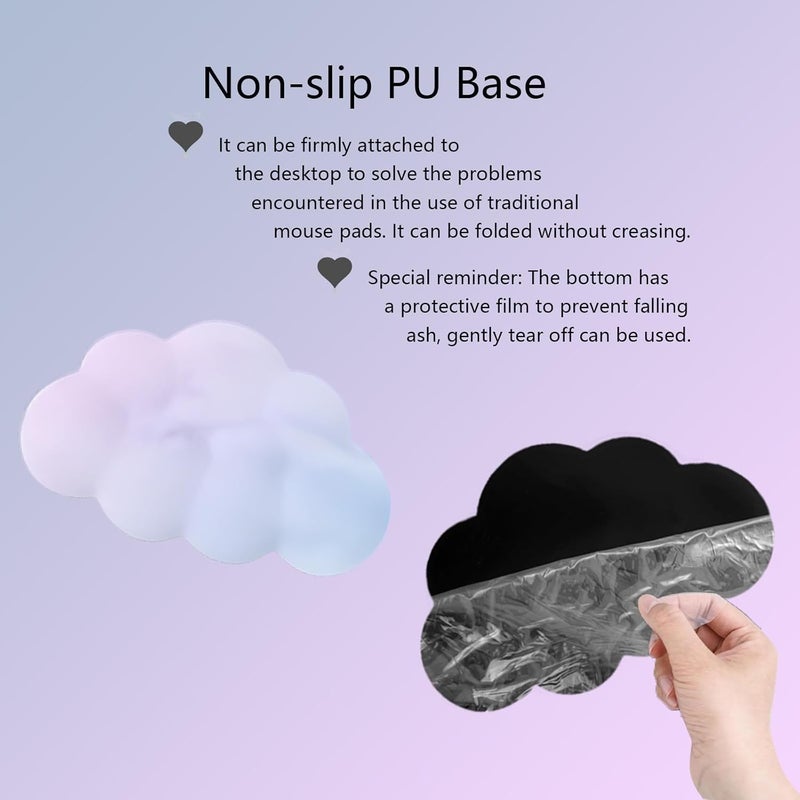 WFCYGL Cloud Mouse Pad and Keyboard Wrist Rest 4PCS Extended Large Desk Mat Pad Set Memory Foam Non-Slip Ergonomic Gaming Mouse Pad Wrist Support for Computer Laptop Home Office Cute Pink Blue Sky - Image 5